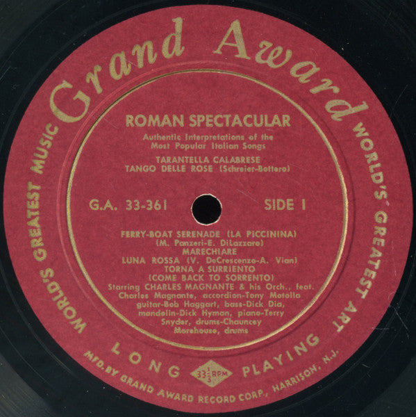 Charles Magnante & His Orch.* : Roman Spectacular (LP, Album, Mono)