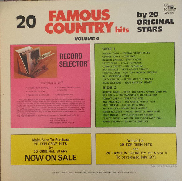 Various : 20 Famous Country Hits Volume 4 (LP, Comp)