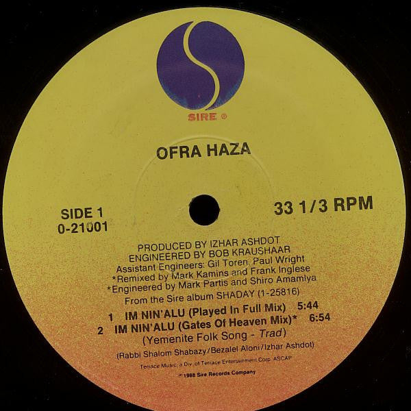Ofra Haza : Im Nin'alu (Played In Full Mix) / Galbi (Played Out Mix) (12", Maxi)