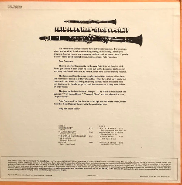 Pete Fountain : High Society (LP)