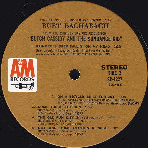 Burt Bacharach : Music From Butch Cassidy And The Sundance Kid (LP, Album, Pit)