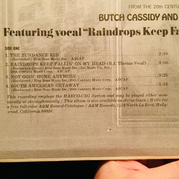 Burt Bacharach : Music From Butch Cassidy And The Sundance Kid (LP, Album, Pit)