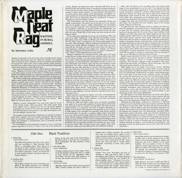 Various : Maple Leaf Rag: Ragtime In Rural America (LP, Comp, Mono)
