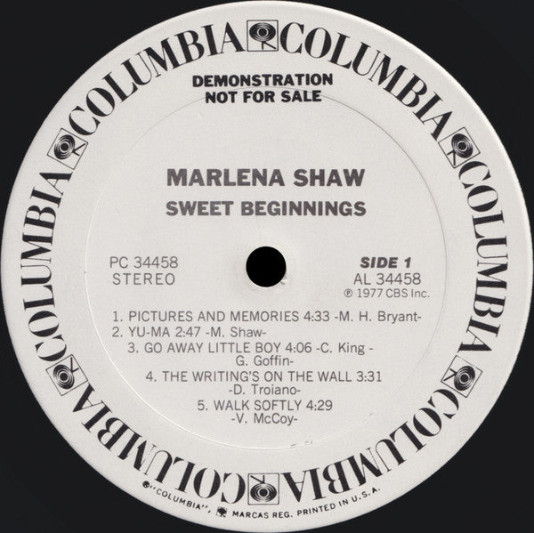 Marlena Shaw : Sweet Beginnings (LP, Album, Promo)