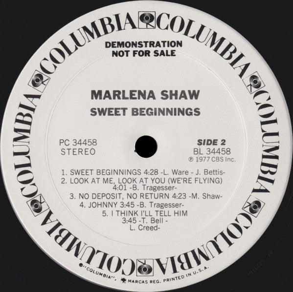 Marlena Shaw : Sweet Beginnings (LP, Album, Promo)