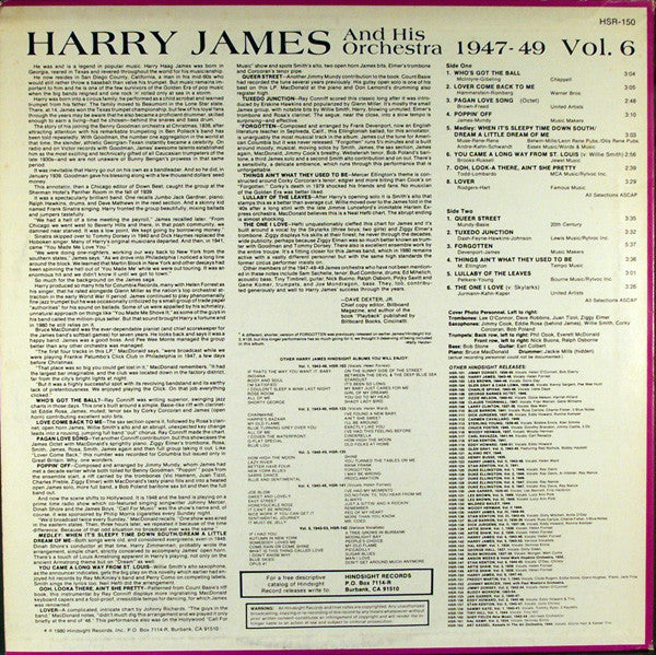 Harry James And His Orchestra : The Uncollected Harry James, Vol. 6, 1947-1949 (LP)