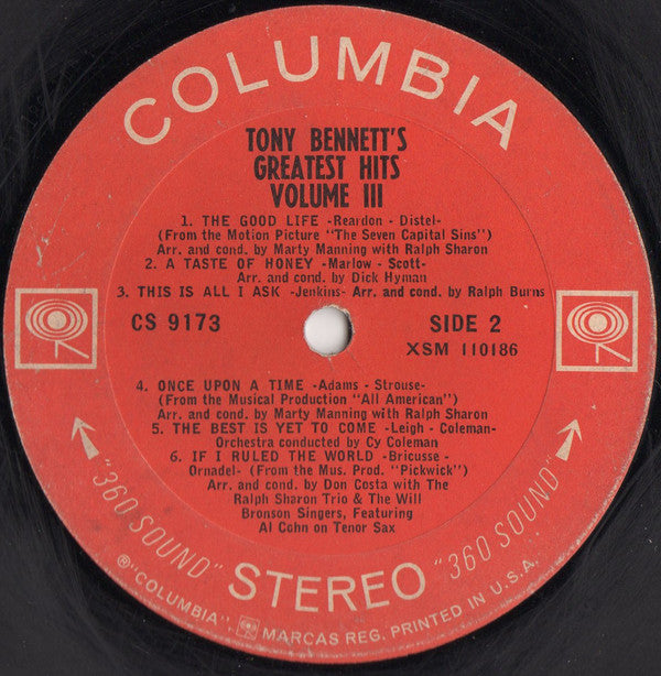 Tony Bennett : Tony's Greatest Hits Volume III (LP, Comp, Mon)
