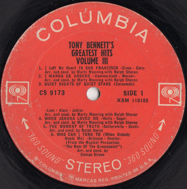 Tony Bennett : Tony's Greatest Hits Volume III (LP, Comp, Mon)