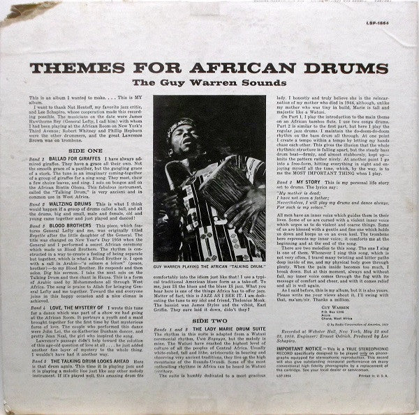 The Guy Warren Sounds : Themes For African Drums (LP, Album)