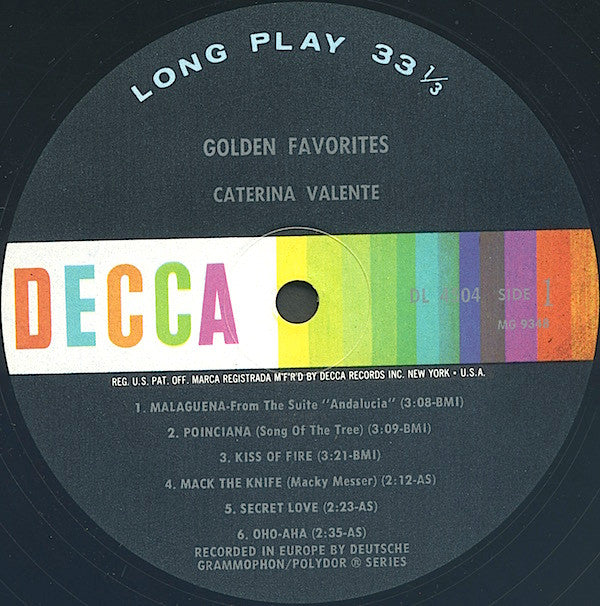 Caterina Valente : Golden Favorites (LP, Album, Comp, Mono)