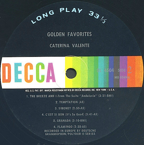 Caterina Valente : Golden Favorites (LP, Album, Comp, Mono)