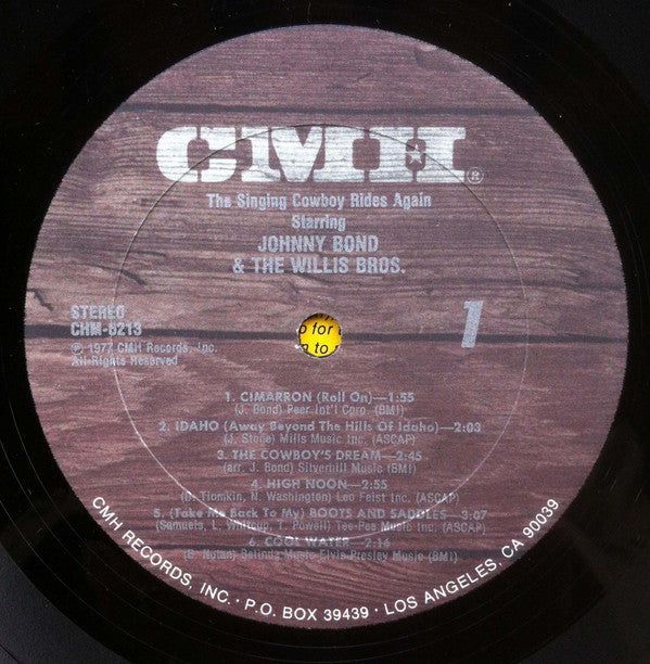 Johnny Bond & The Willis Bros.* : The Return Of "The Singing Cowboy" (LP, Album)