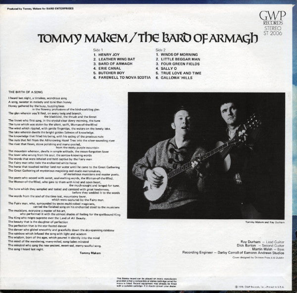 Tommy Makem : The Bard Of Armagh (LP, Album)