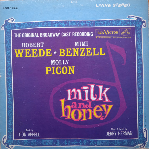 Robert Weede, Mimi Benzell, Molly Picon - Jerry Herman : Milk And Honey - The Original Broadway Cast Recording (LP, Album)