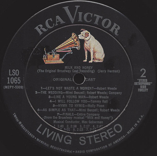 Robert Weede, Mimi Benzell, Molly Picon - Jerry Herman : Milk And Honey - The Original Broadway Cast Recording (LP, Album)