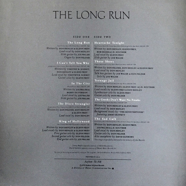 Eagles : The Long Run (LP, Album, Gat)