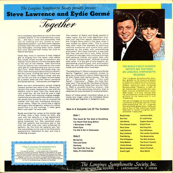 Steve Lawrence And Eydie Gorme* : Steve Lawrence And Eydie Gorme Together (LP, Album, Comp)
