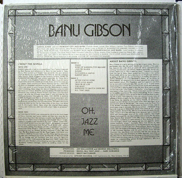 Banu Gibson : Oh, Jazz Me (LP, Album)