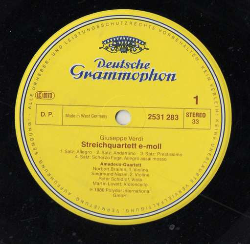 Amadeus-Quartett, Giuseppe Verdi, Peter Tschaikowsky* : Streichquartette = String Quartets (LP)