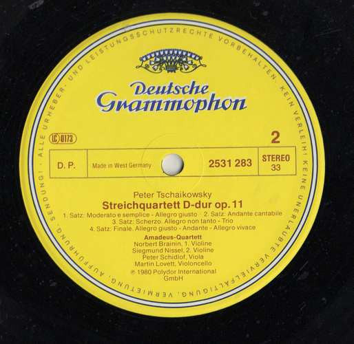 Amadeus-Quartett, Giuseppe Verdi, Peter Tschaikowsky* : Streichquartette = String Quartets (LP)