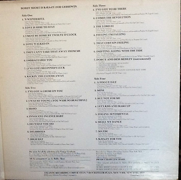 Bobby Short : Bobby Short Is K-Ra-Zy For Gershwin (2xLP, Gat)