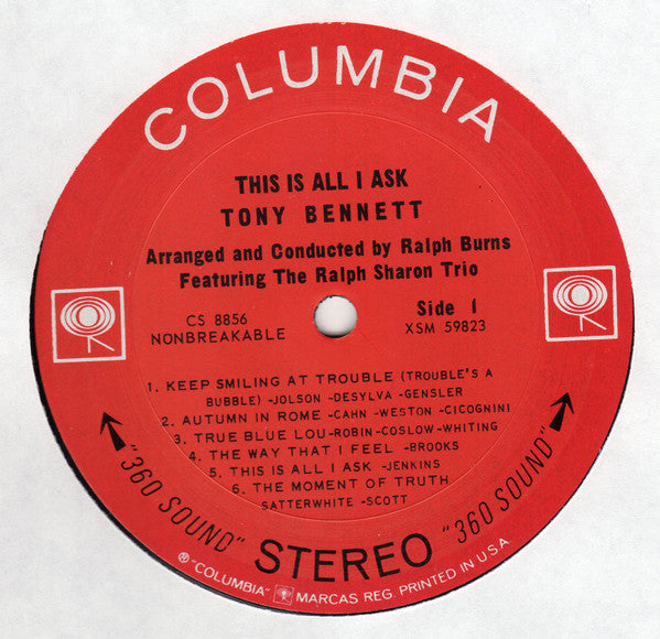 Tony Bennett : This Is All I Ask (LP, Album, Ter)