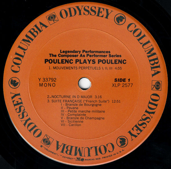 Poulenc* : Poulenc Plays Poulenc And Satie (LP, Album, Mono, RE)