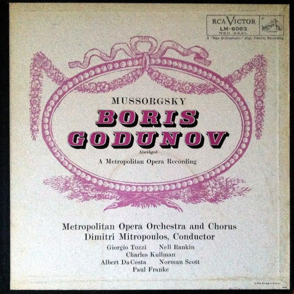 Mussorgsky* - Metropolitan Opera Orchestra*  And Chorus*, Dimitri Mitropoulos : Boris Godunov (Abridged) (2xLP, RE)