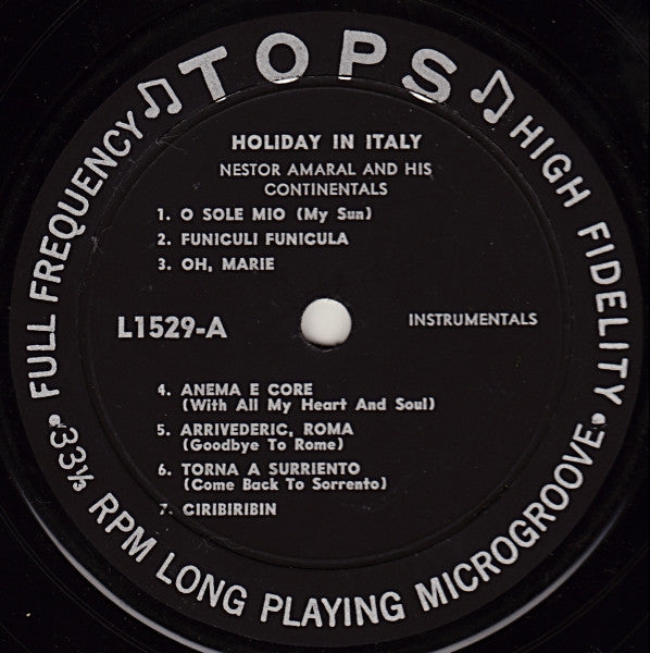 Nestor Amaral And His Continentals : Holiday In Italy (LP, Album, Mono)