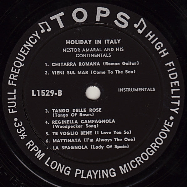 Nestor Amaral And His Continentals : Holiday In Italy (LP, Album, Mono)