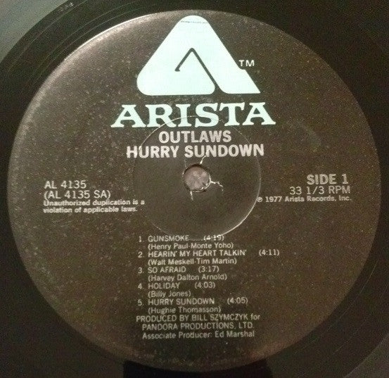 Outlaws : Hurry Sundown (LP, Album, PRC)