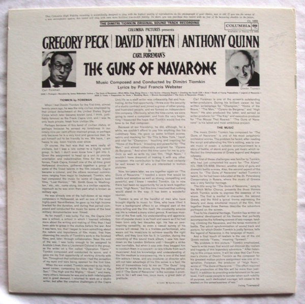 Dimitri Tiomkin : The Guns Of Navarone (The Dimitri Tiomkin Original Soundtrack Recording) (LP, Album, Mono)