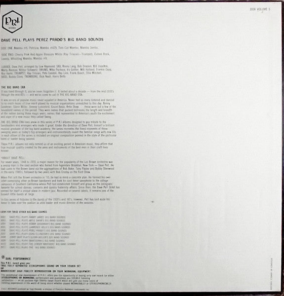 Dave Pell : Dave Pell Plays Perez Prado's Big Band Sounds (LP, Album, yel)