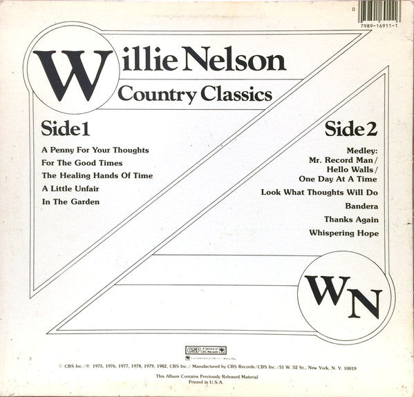 Willie Nelson : Country Classics (LP, Comp)