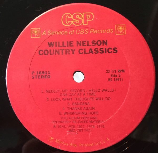 Willie Nelson : Country Classics (LP, Comp)