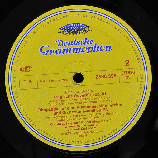 Karl Böhm  • Johannes Brahms, Christa Ludwig  • Wiener Philharmoniker = Vienna Philharmonic* : Haydn-Variationen • Tragische Ouvertüre • Alt-Rhapsodie (LP)