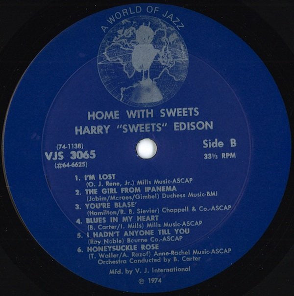 Harry "Sweets" Edison* : Home With Sweets (LP, RE)