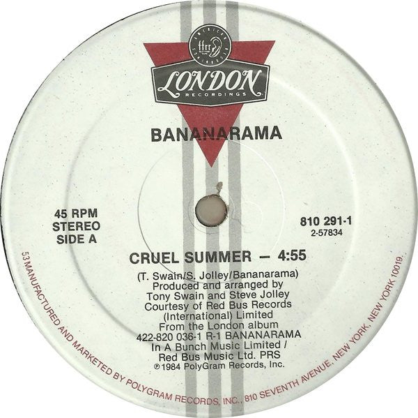 Bananarama : Cruel Summer (12", Single, 53 )