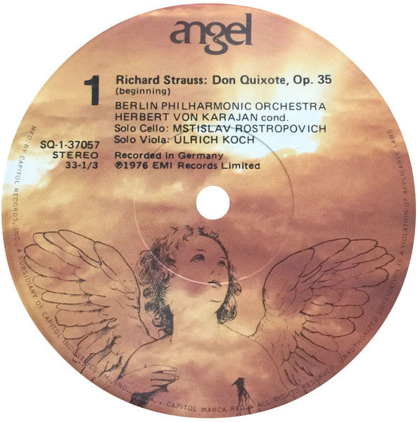 Richard Strauss - Mstislav Rostropovich, Herbert von Karajan, Berliner Philharmoniker, Ulrich Koch : Don Quixote (LP, Album, Quad)