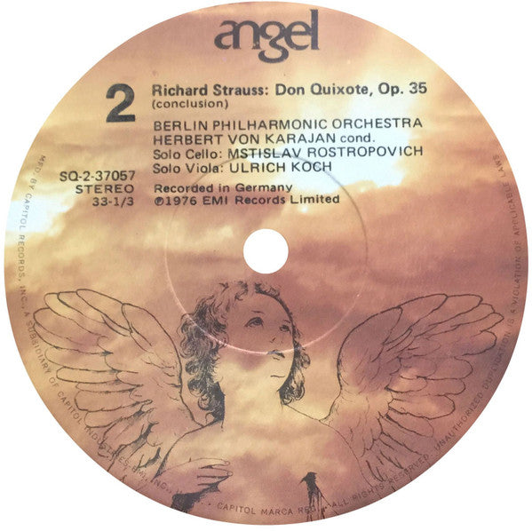 Richard Strauss - Mstislav Rostropovich, Herbert von Karajan, Berliner Philharmoniker, Ulrich Koch : Don Quixote (LP, Album, Quad)