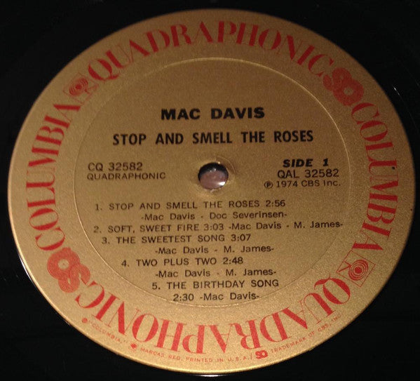 Mac Davis : Stop And Smell The Roses (LP, Album, Quad)
