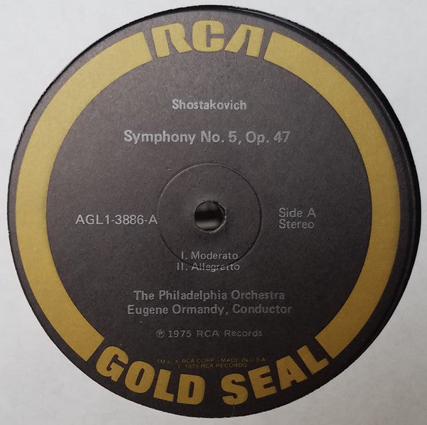 Shostakovich* - Eugene Ormandy, The Philadelphia Orchestra : Symphony No. 5 (LP, Album, RE)