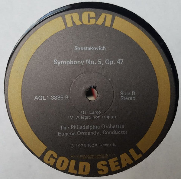 Shostakovich* - Eugene Ormandy, The Philadelphia Orchestra : Symphony No. 5 (LP, Album, RE)