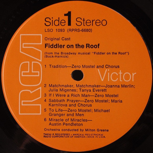 Original Broadway Cast* : Zero Mostel In Fiddler On The Roof (The Original Cast Recording) (LP, Album, RE, Hol)