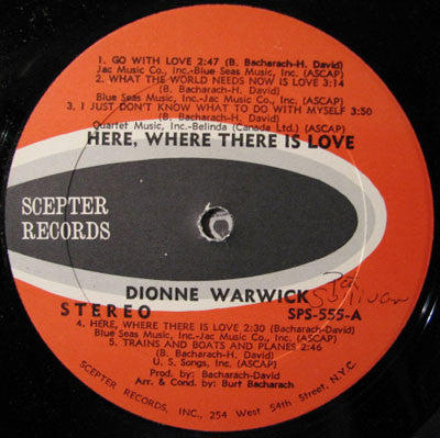 Dionne Warwick : Here, Where There Is Love (LP, Album, Mon)