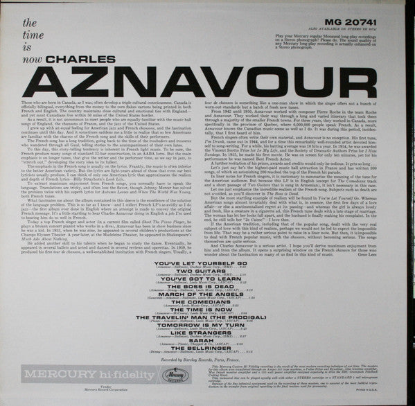 Charles Aznavour : The Time Is Now (LP, Album, Mono, RP)