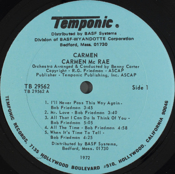 Carmen McRae : Carmen (LP, Album, Gat)