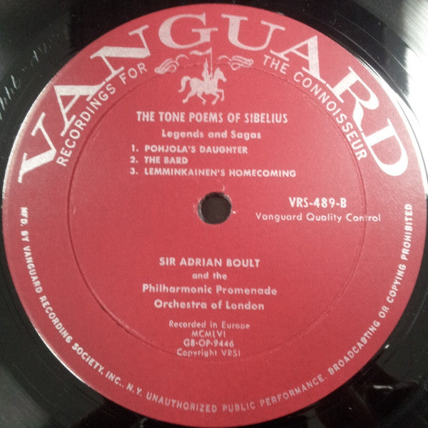 Sir Adrian Boult And The Philharmonic Promenade Orchestra Of London* : The Tone Poems Of Sibelius (Legends And Sagas Vol. 1) (LP, Mono)