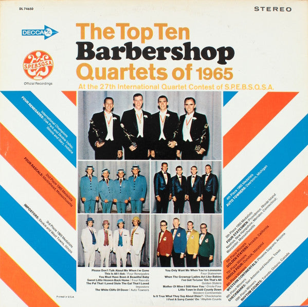 Various : The Top Ten Barbershop Quartets Of 1965 (LP, Album)