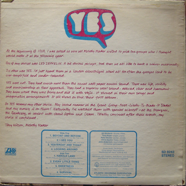 Yes : Yes (LP, Album, RE, Pre)